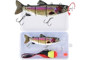 WATALURE Robotic Swimming Fishing Electric Lures 5.12" USB Rechargeable LED Light Wobbler Multi Jointed Swimbaits Hard Lures Fishing Tackle