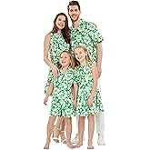 Matchable Family Hawaiian Luau Men Women Girl Boy Clothes in Classic Vintage Hibiscus Green