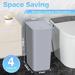 RTWDKFQ 4 Gallon Bathroom Small Trash Can with