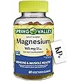 KP+ Spring Valley Magnesium, Magnesium Gummies, Orange Flavor, 165 mg, 60 Count, Magnesium Dietary Supplement + (KP+ Sticker)