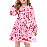 Haloumoning Girls Cute Long Sleeve Fall Dress Kids Floral Holiday Party Smocked Waist A Line Midi Dresses 5-14 Years