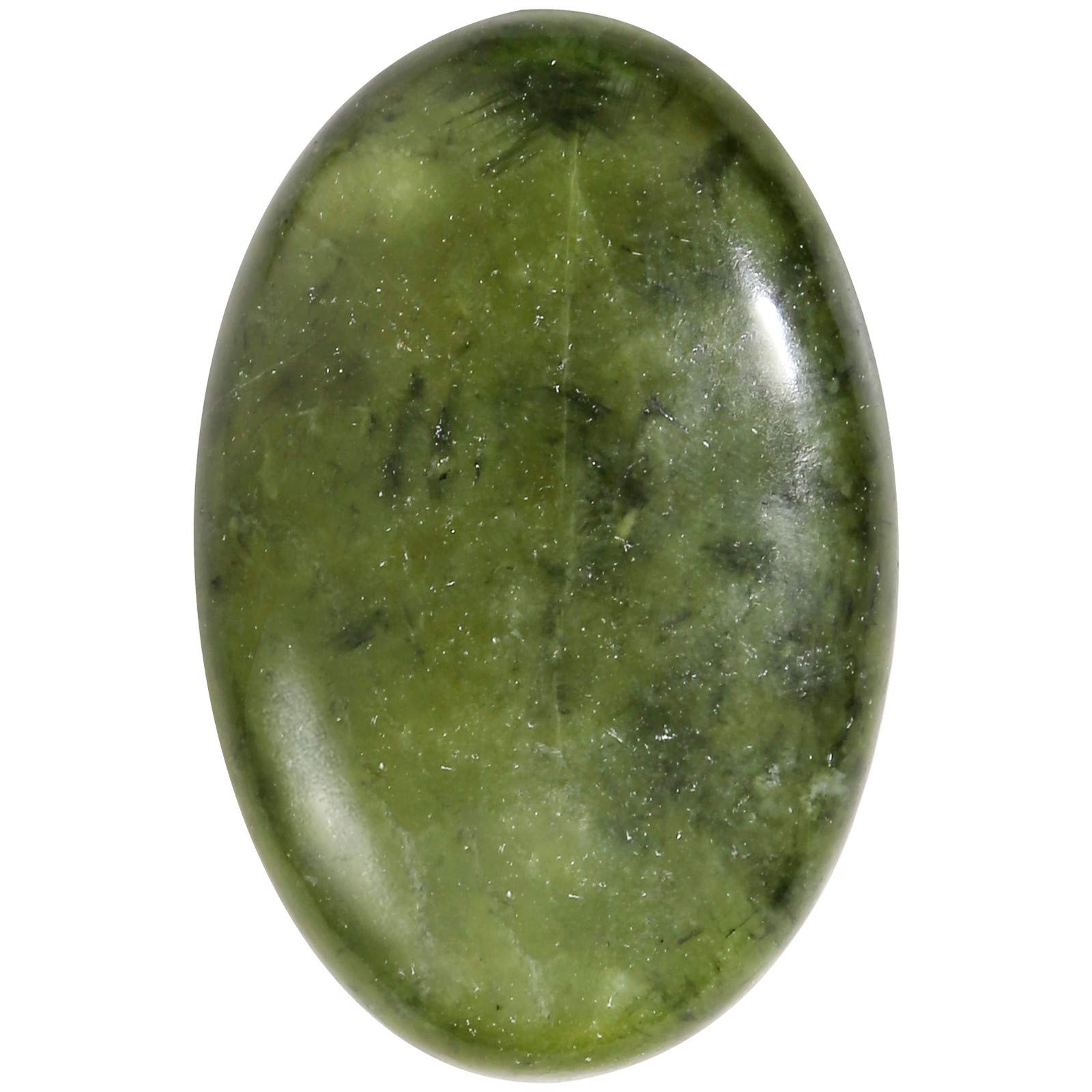 Nupuyai Green Jade Palm Worry Stone for Therapy, Oval Pocket Massage Stone Healing Crystal for Meditation 6cm