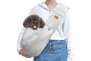 vrbabies Dog Sling Hands Free Dog Sling Carrier Adjustable Strap Dog Carrier Sling Soft Cotton Dog Carrier Bag Dog Carriers with Pocket for Travel Outdoor(Light Grey)