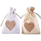 Burlap Bags, 20 Packs 4"x6" Drawstring Heart Burlap Gift Bag Candy Pouches Linen Pockets for Valentine's Day Wedding Easter Christmas Halloween Thanksgivings New Year (4"x6")