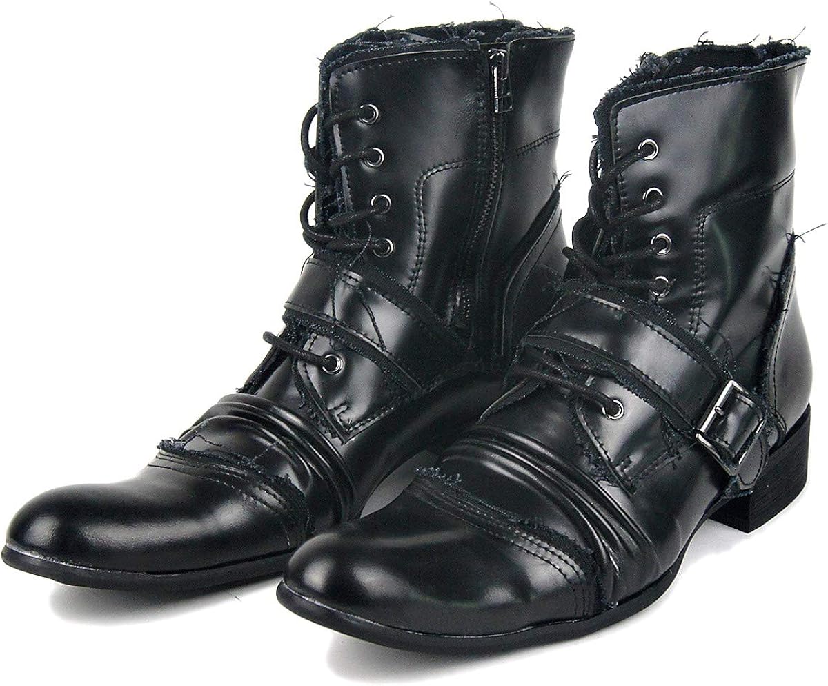 Amazon Soulength メンズハンドメイドレトロスチームパンクレザーブーツ Sl1904 ブーツ