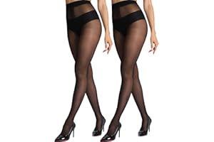 HONENNA 2 Pairs Sheer Tights for Women Ultra Thin Reinforced T Crotch Control Top Pantyhose Stockings