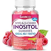 MEENCCD Myo-Inositol & D-Chiro Inositol Gummies, 40:1 Ratio Inositol with Vitamin D3, Magnesium Glycinate, Folate & Zinc, Inositol Supplement for Female Health, Raspberry Flavor, 60 Count