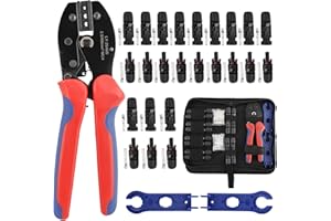 Solar Crimping Tools Kit for 2.5/4.0/6.0mm² Solar Panel PV Cable 26-10AWG,12 Pairs of Male Female Solar Connectors, 1 Pair So