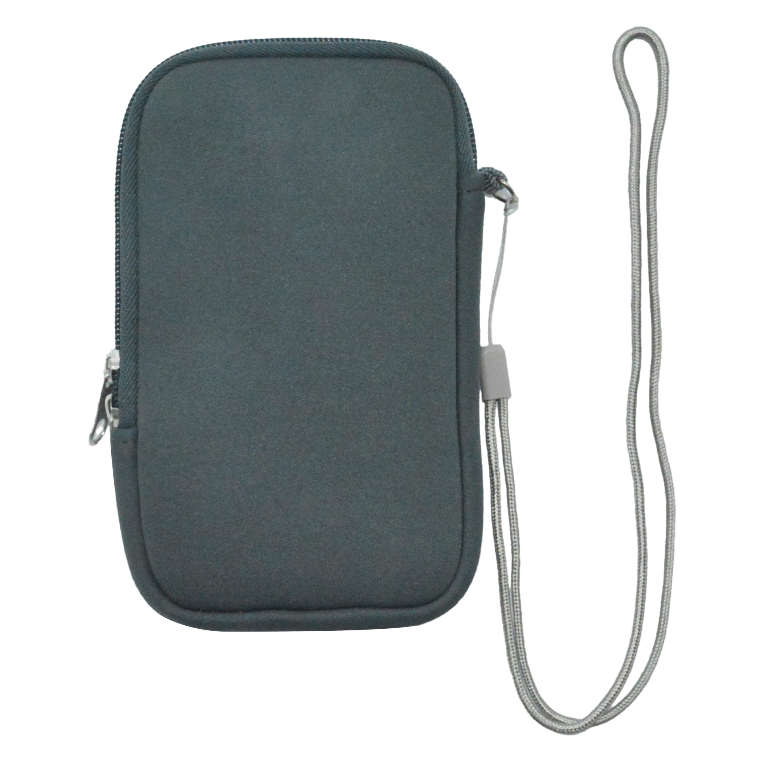 GIEEU Neoprene Phone Sleeve Case,Mobile Phone Pouch,Universal Mobile Bag with Zipper,Shock Phone Sock with Neck Lanyards Straps,Grey