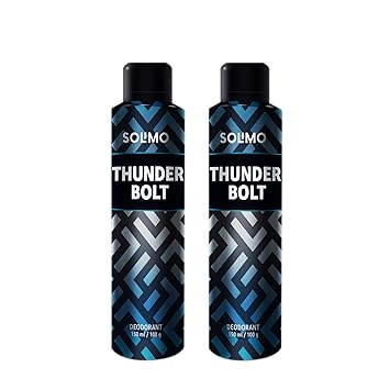 Amazon Brand - Solimo Thunder Bolt Deodorant For Men, 150 ml (Pack of 2)