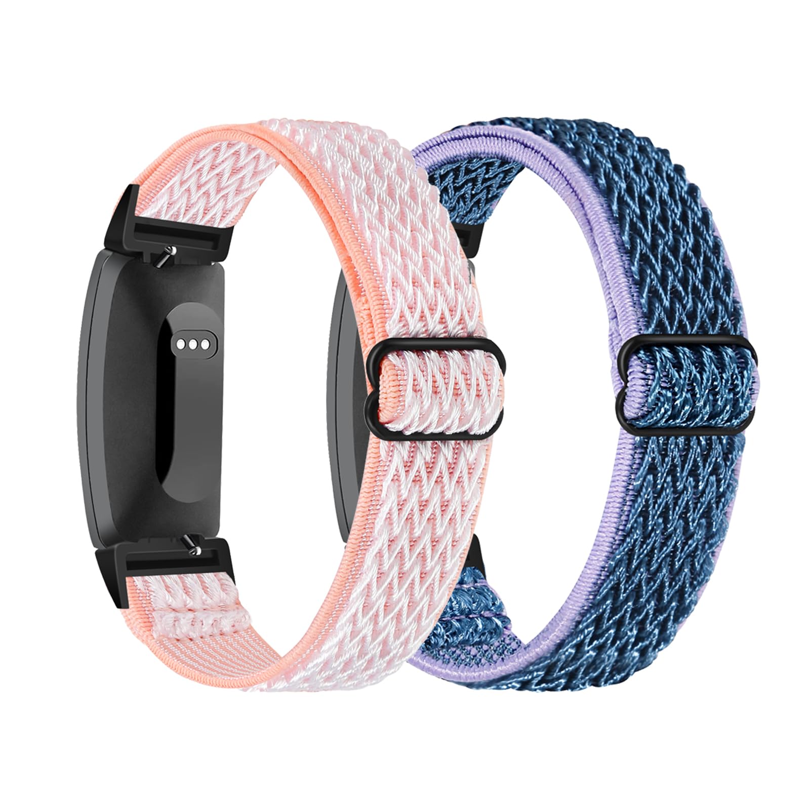 HUYIIO 2 Pack Adjustable Elastic Watch Strap Compatible with Fitbit Inspire 3/Inspire 2/Ace 3/Ace 2, Soft Breathable Nylon Sport Band For Women Men