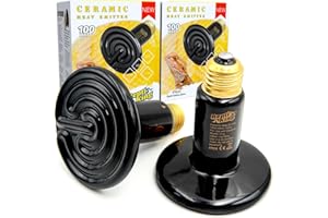 ReptiKing Ceramic Heat Emitter, 2-Pack 100W, Reptile Heat Lamp Bulbs, Ceramic Heating Bulb for Reptiles, Amphibian, Chick, Dog, Snake Leopard Gecko Bearded Dragon Heat Lamp