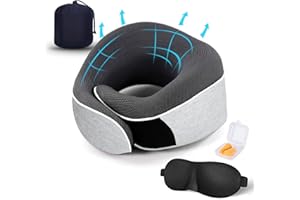 TALLGO Travel Neck Pillow, Best Memory Foam Airplane Pillow for Head Support Soft Adjustable Pillow for Plane, Car & Home Recliner Use (Grey1)