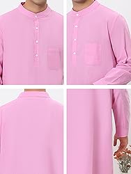Lars Amadeus Men's Pink Nightshirt Sleep Shirt