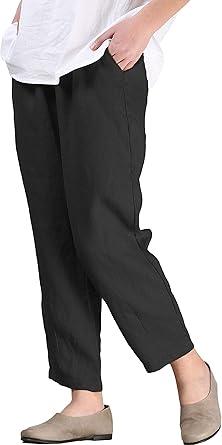 black linen ankle pants