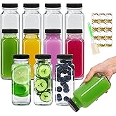 AuroTrends 8 oz Glass Bottles with Lids 12Pack, 250ml Glass Bottles for Juicing, Water, Kombucha - Portable Glass Juicing Bottles Reusable Glass 8oz (8fl.oz, Set of 12)
