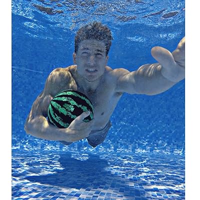 Watermelon Ball &ndash; The Ultimate Swimming Pool Game | Pool Ball for Under Water Passing, Dribbling, Diving and Pool Games for Teens, Kids, or Adults | 9 in. Ball Fills with Water