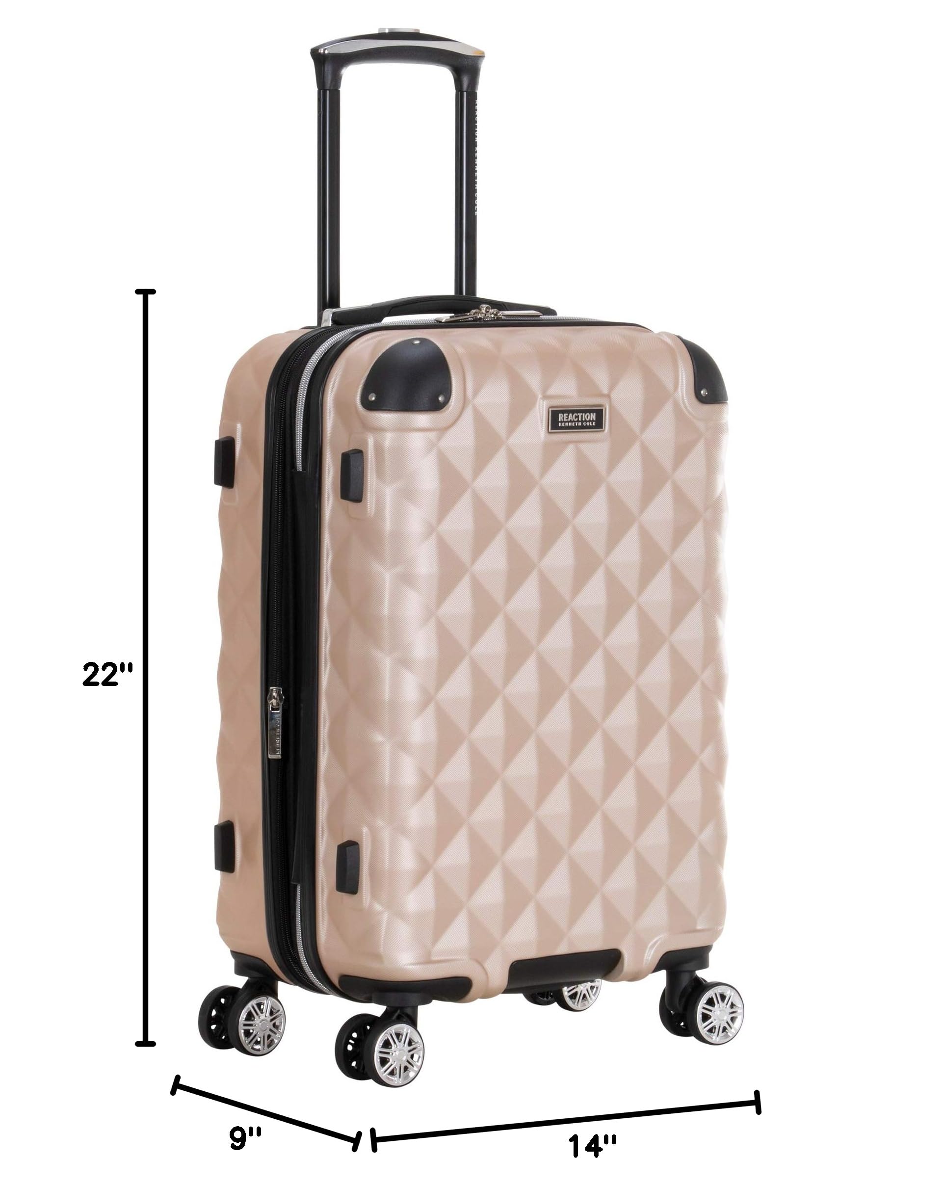 Kenneth Cole REACTION Diamond Tower Collection Lightweight Hardside Expandable 8-Wheel Spinner Travel Luggage, Rose Champagne, 3-Piece Set (20