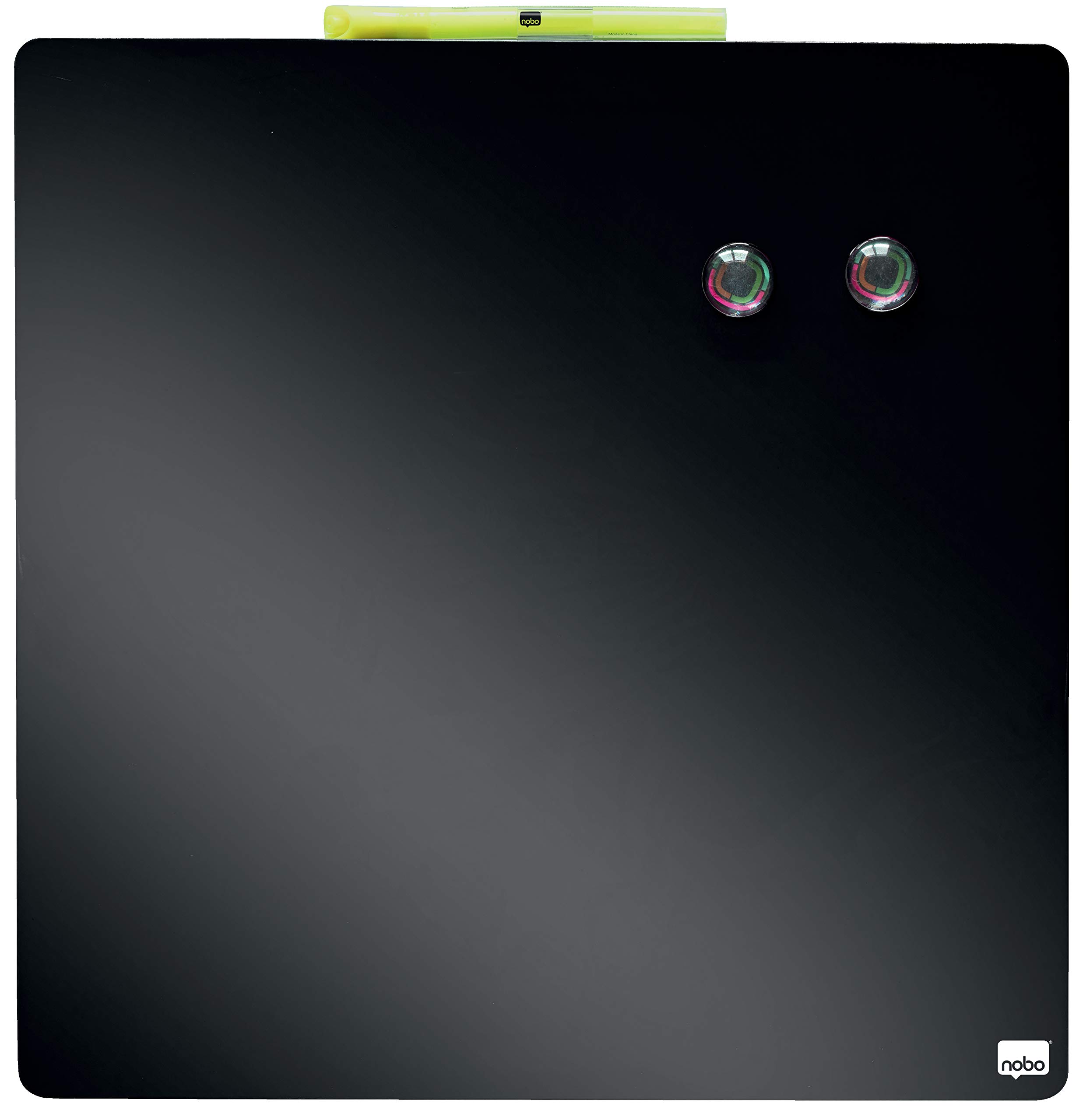 Rexel Nobo Mini Magnetic Whiteboard Coloured Tile, Frameless, Dry Wipe, Easy Clean, Wall Mountable, Home/Office, 360 x 360 mm, Black, 1903774