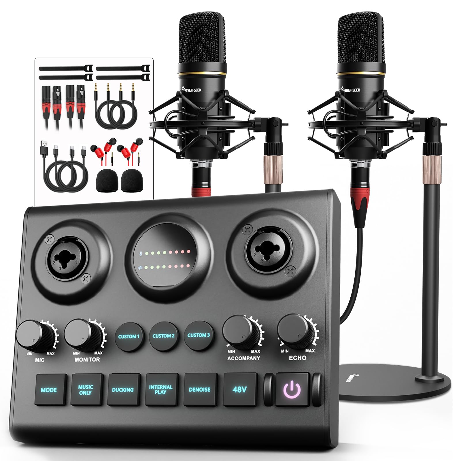 Podcast Equipment Bundle for 2, Audio Interface DJ
