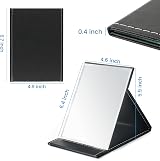 OWLKELA Portable Folding Mirror 16x12 cm Black PU Leather Travel Vanity view 2
