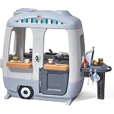 Step2 Adventure Camper Kids Playhouse, Indoor/Outdoor Playset with Kitchenette, Interactive Doorbell Sounds, 52-Piece Toy Accessories, Durable Plastic, For Toddlers 2+ Years