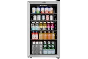 KoolMore 18 in. 3.2 Cu. Ft. Beverage Refrigerator Merchandiser with Stainless Steel Trim and Touch Panel For Soda, Beer or Wine Perfect for Use in a Commercial or Home Setting, ETL Listed (KM-BR32SS)