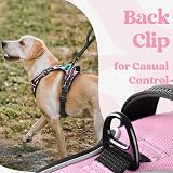 rabbitgoo Dog Harness Large No Pull Front Back Clips Reflective Pink L view 8