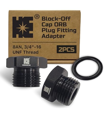 AN8 Adapter Cap 8AN Male To -8 ORB Block Off Cap - Aluminum Black Port Plug With O-Ring Seal Fuel Rail Block Off Fitting - Foto 6