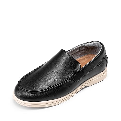 Bruno Marc Boys Slip-On Loafers for Toddler to Big Kids Easy On Off Dress Shoes with Cushioned Insole Anti-Slip TPR Sole School Playdates Casual Comfort,Size 13 Little Kid,Black,KKUMLS2501