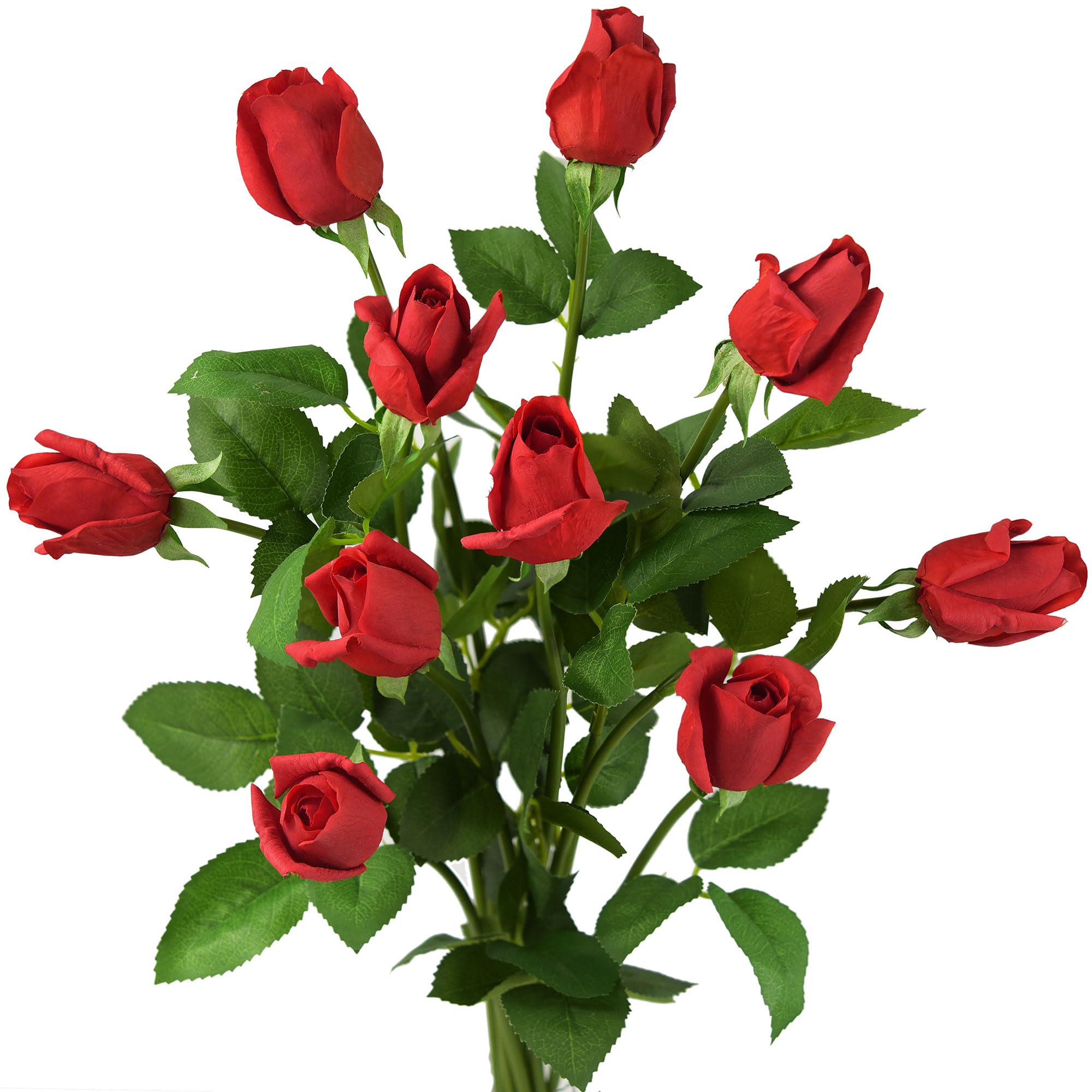 FiveSeasonStuff Roses Artificial Flowers 10 Long Stems (53cm) Passion Red Real Touch Silk Roses ‘Petals Feel and Look like Fresh Roses’ Bouquet of Flowers Floral Arrangements
