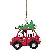 FOCO NFL Tampa Bay Buccaneers Wooden Car Ornament with Tree – Officially Licensed Holiday Decoration