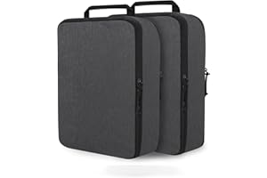 CALACH Compression Packing Cubes for Travel Essentials, 2 Set Expandable Packing Cubes for Suitcase Luggage Organizer Bags for Travel, Black
