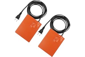 HEDEEY 2Pcs Silicone Car Engine Heater Pad - 4" x 5" Self-Adhesive Oil Pan Heater Pad with 194°F Thermal Protector, 120V 150W Car Battery Warmer Pad Engine Block Heater Pad with 68" Long Power Cord (Orange)
