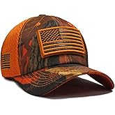 USA Flag Hat Hunter Orange Blaze Hunting Detachable Patch Micro Mesh Cap