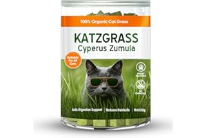 Kodiake Cat Grass Treats, Natural Hairball Treatment for Cats, Healthy Freeze-Dried Supplement to Aid Digestion and Control Hairballs