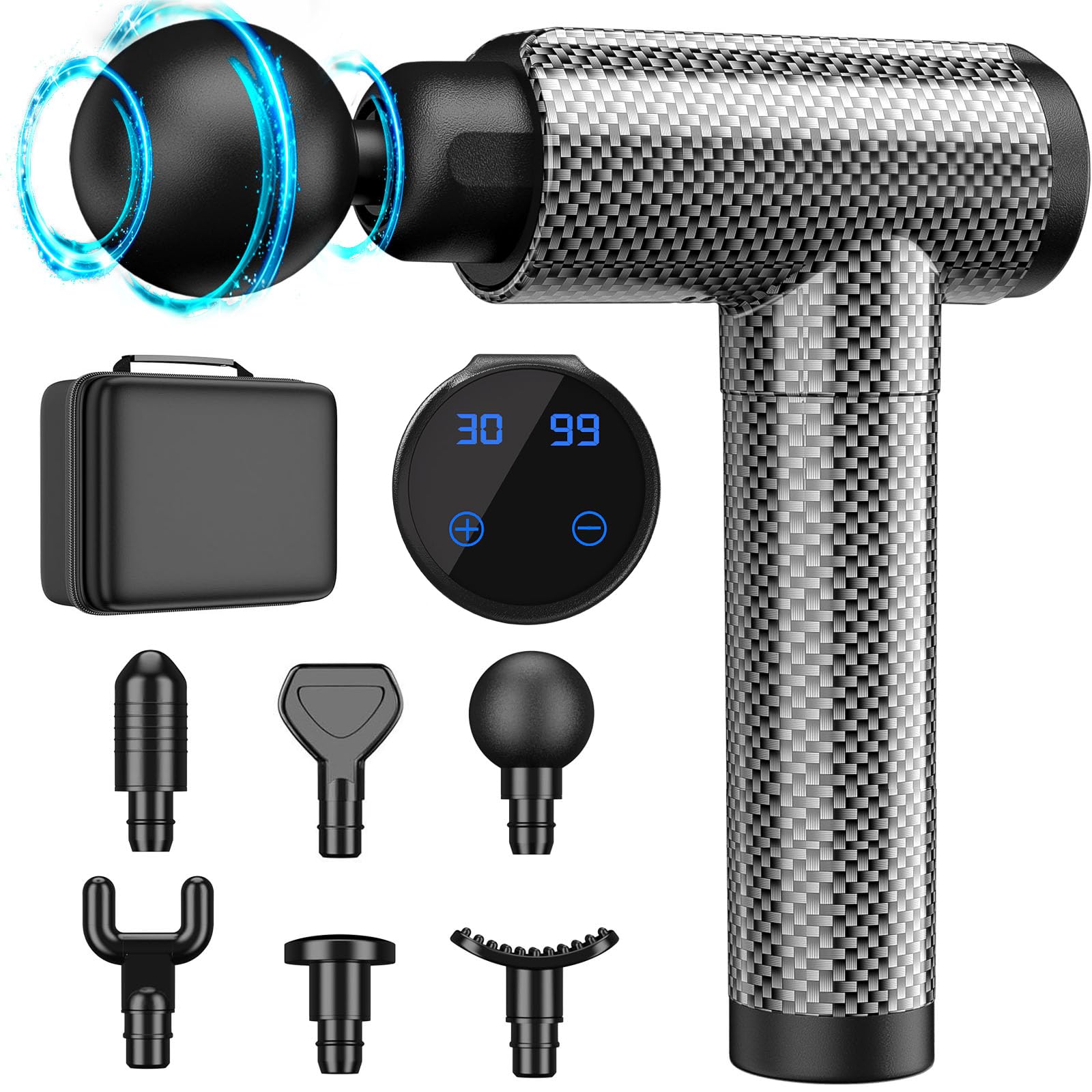 Photo 1 of *USED MISSING CHARGING CORD*Cholas Massage Gun, Muscle Therapy Gun for Athletes, Deep Tissue Percussion Body Muscle Massager with 30 Adjustable Speeds, 6 Types of Massage Heads, Handheld Massager for Neck Back Pain Relief