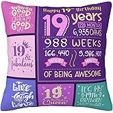 Skizbcw 19th Birthday Decorations - 18x18 Inch Throw Pillow Covers for Women, Gifts for 19-Year-Old Girls