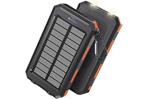 JSKEI Power Bank 38800mAh Solar Portable Charger with USB-C Fast Charging Compatible with iPhone, Samsung, with 2 LED Flashlights and IPX5 Waterproof External Backup Battery Pack Perfect for Camping, Hiking