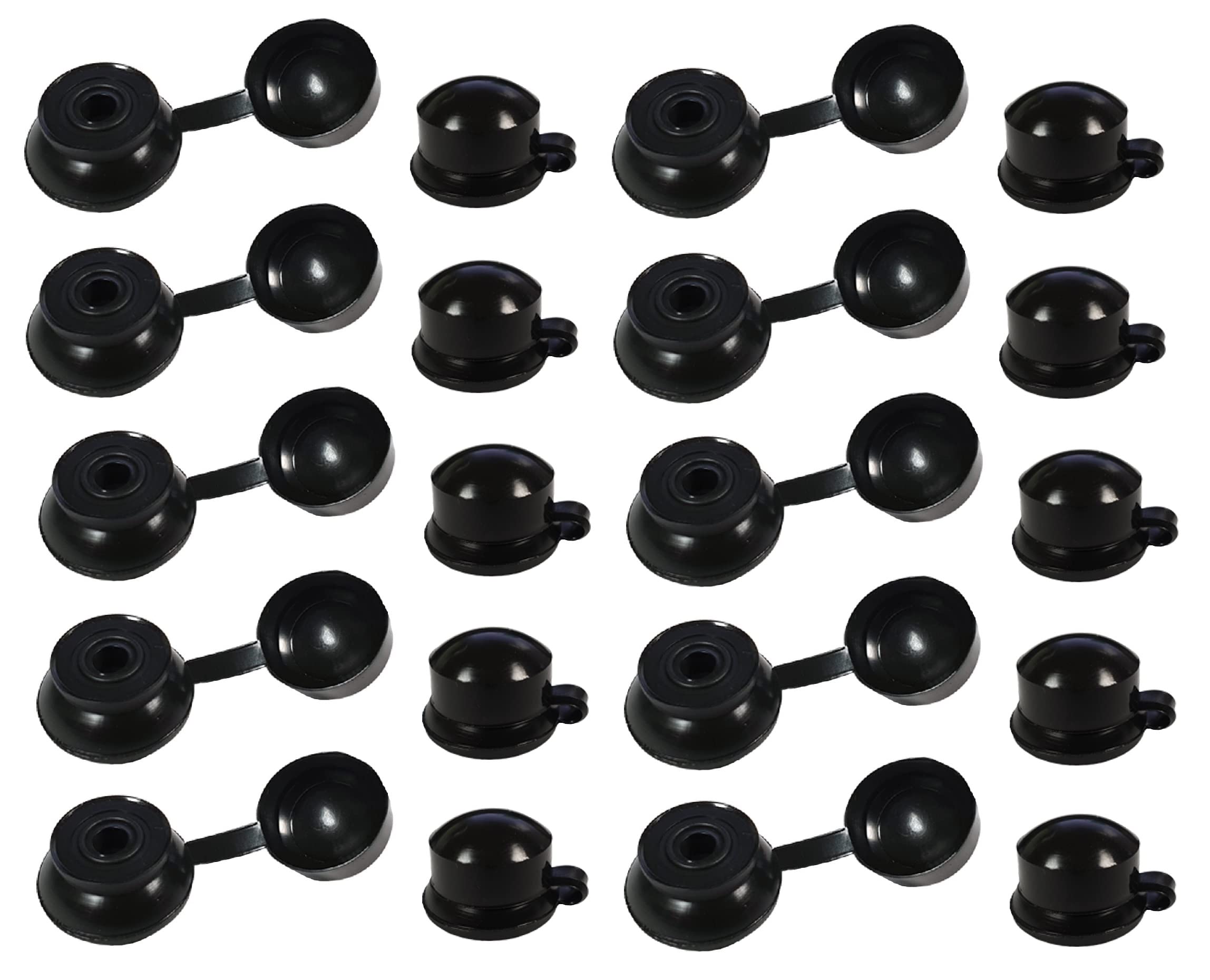 TERF® M6 x 20mm Black Flexible PVC Hinged Roofing Sealing Washer & Cap Cover M6 (6mm) X 20mm To Fix Roof Sheeting To Timber Sub Frames For Weatherproof Sealing Protecting - Pack of 10