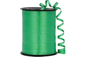 OMISELIO Green Ribbon - 500 Yard Crimped Dark Green Curly Ribbon for Gift Wrapping, Balloons, Christmas, St. Patrick's Day, Graduation
