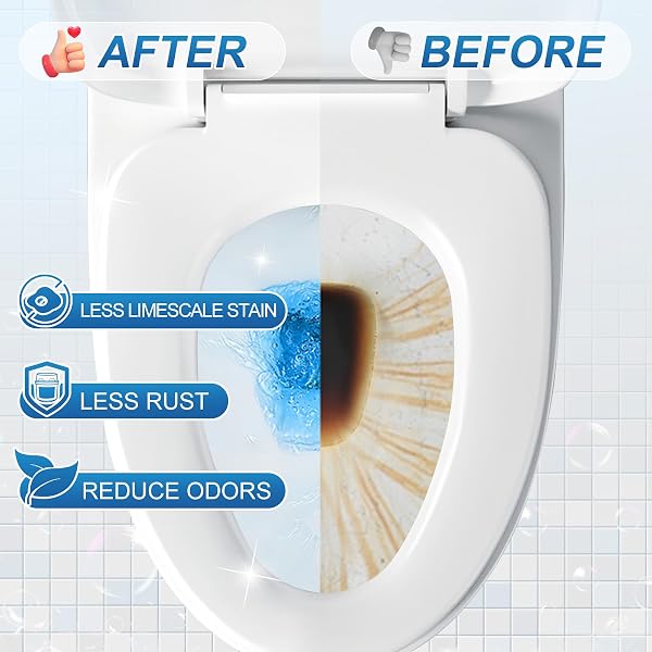 KIISIISO TOILET BOWL CLEANERS 6 BOTTLES, AUTOMATIC LONG-LASTING TOILET BOWL CLEANER TABLETS IN BOTTLE, FOR ABOUT 6 MONTHS’ SUPPLY, BLUE