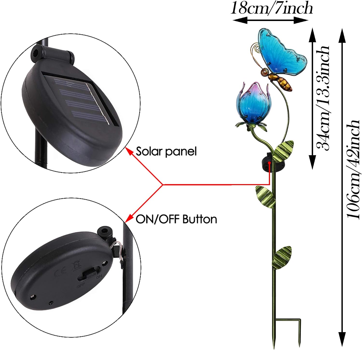TERESA'S COLLECTIONS Garden Ornaments Outdoor Gifts for Christmas Metal Butterfly & Tulip Solar Garden Stake Lights - Image 3