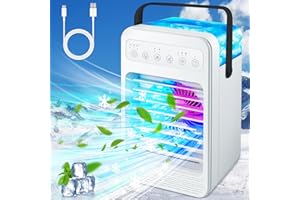 HEABOOM Portable Air Conditioners Fan, Touch Screen Evaporative Air Cooler Humidifier, USB Personal Mini Air Conditioner - 4 Speeds 2 Cool Mists & 3 Timers Desktop Cooling Fan for Room Camping Car Office