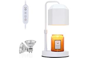 XJZJY Candle Warmer Lamp with Timer,Adjustable Height Dimmable Candle Lamp Warmer,Flameless Scented Candle Warmer, Compatible with Various Candles,Candle Holders for Home Decor,White