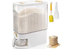 Cididu Clear Rice Holder Dispenser, 22 Lbs Large Grain Storage Container with Measuring Cup, Cylinder Household Food Dispense