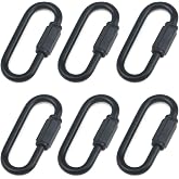 Quluxe Heavy Duty D Shape Chain Locking, M4 4MM Chain Quick Link Connector | 4mm Locking Key Ring, Screw Lock Key Organizer, Purse Bag Charm Holder- Black (Pack of 6)