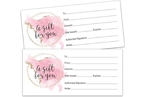 KORTTITALO 25 Blank Gift Certificates for Small Business, Clients or As Luxury Holiday Vouchers, Massage, Hair & Nail Salon Spa, Restaurants, DIY Coupon Cards for Birthday, Him & Her.