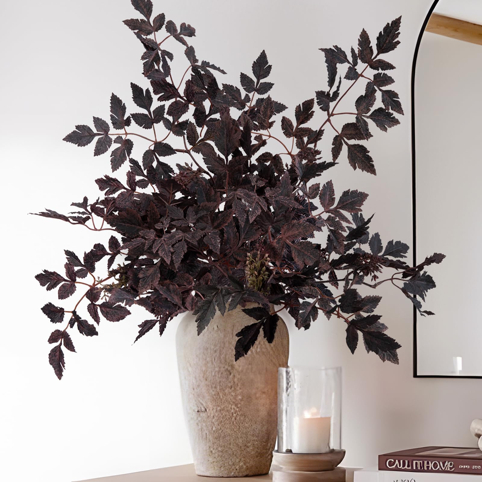 Photo 1 of Fall Decorations for Home - Fall Decor - Fall Deals Set of 3 32" Faux Plum Purple Cimicifuga Ramosa Leaves - Neutral Plant Stems for Vases - Autumn Halloween Clearance Decoration for Room Table