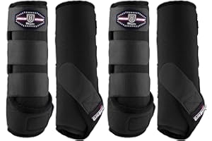 Harrison Howard Horse Sport Medicine Front Shock-Absorbing Boots All-Round Lower Limb Protection & Support Sport Boots Athletic Boots Perfect for Endurance Training and Performance Piano Black M